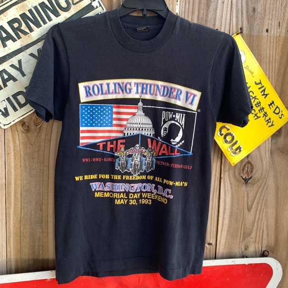 1993 Rolling Thunder VI Washington DC Memorial Day black tee Size M - Picture 1 of 7